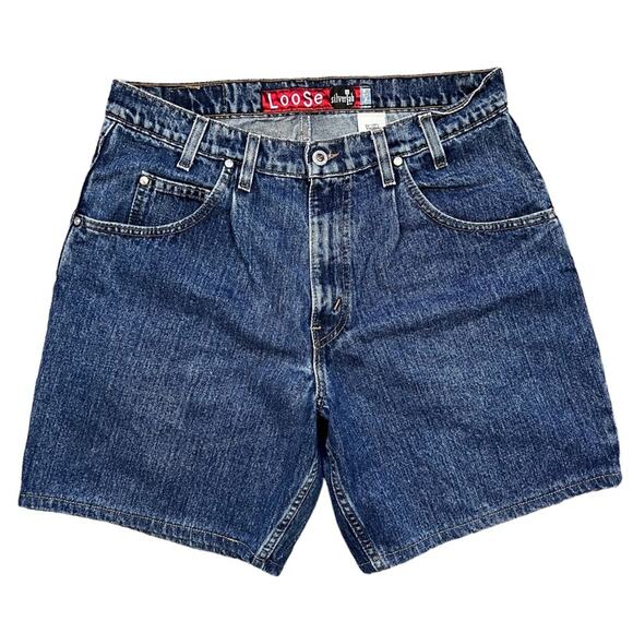 Levi’s Silver Tab Vintage Medium Wash Loose Fit 8" Denim Jean Shorts Mens 34